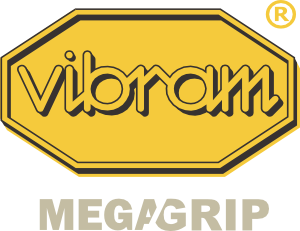 Yellow and black Vibram logo with Megagrip in gray text below.