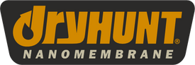 Logo featuring the word DRYHUNT in large, stylized orange text with a drop shape in the D, and NANOMEMBRANE in smaller white text below, all on a dark background.