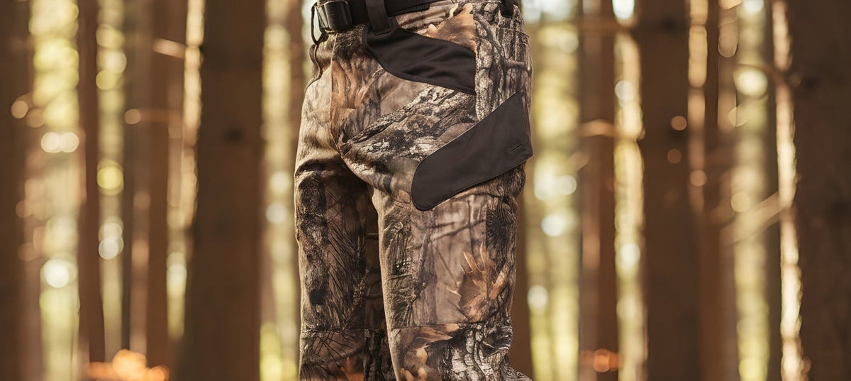 silent clothing for woodland stalking: jackets, upland huting trousers, flexible waterproof boots for roe and red deer