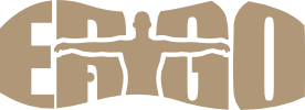 Tan, stylized word ESGO with a human figure inside the S.